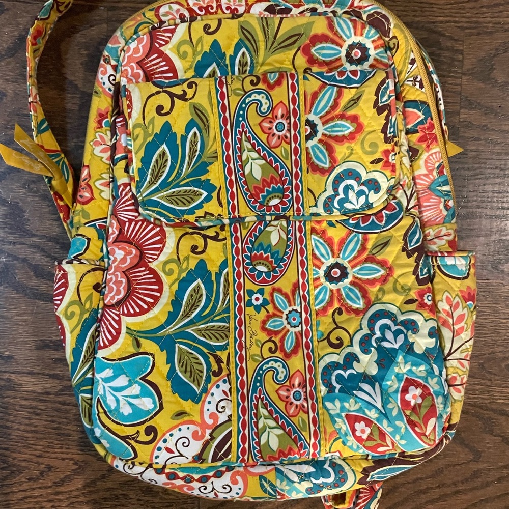 Vera Bradley Yellow and Teal Paisley Backpack